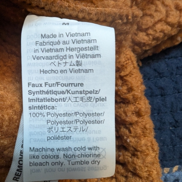 J.Crew Vintage Fleece Snap Pullover Teddy Sherpa Jacket Caramel Brown M EUC - Picture 5 of 7